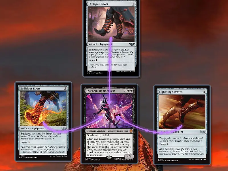 Attach equipment and enchantments with animated arrows