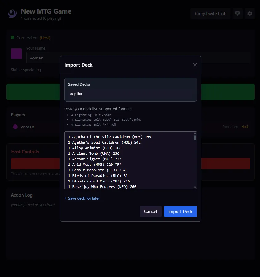 Import your deck